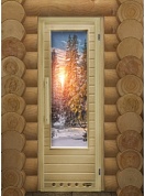 картинка Дверь "Элит Зима" с Фотопечатью для бани и сауны